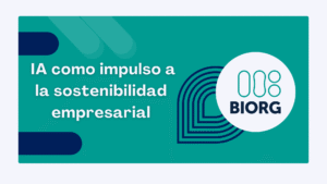 Representación conceptual de inteligencia artificial aplicada a la sostenibilidad empresarial, con tecnología verde y eficiencia operativa.