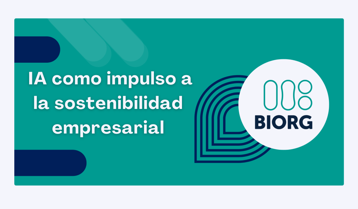 Representación conceptual de inteligencia artificial aplicada a la sostenibilidad empresarial, con tecnología verde y eficiencia operativa.